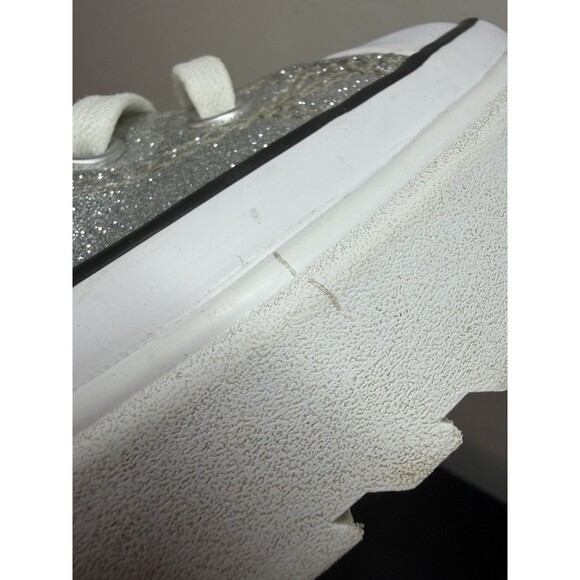 Chuck Taylor All Star Lugged Lift Platform Silver Glitter Youth Size 3 Side Zip - Picture 14 of 15